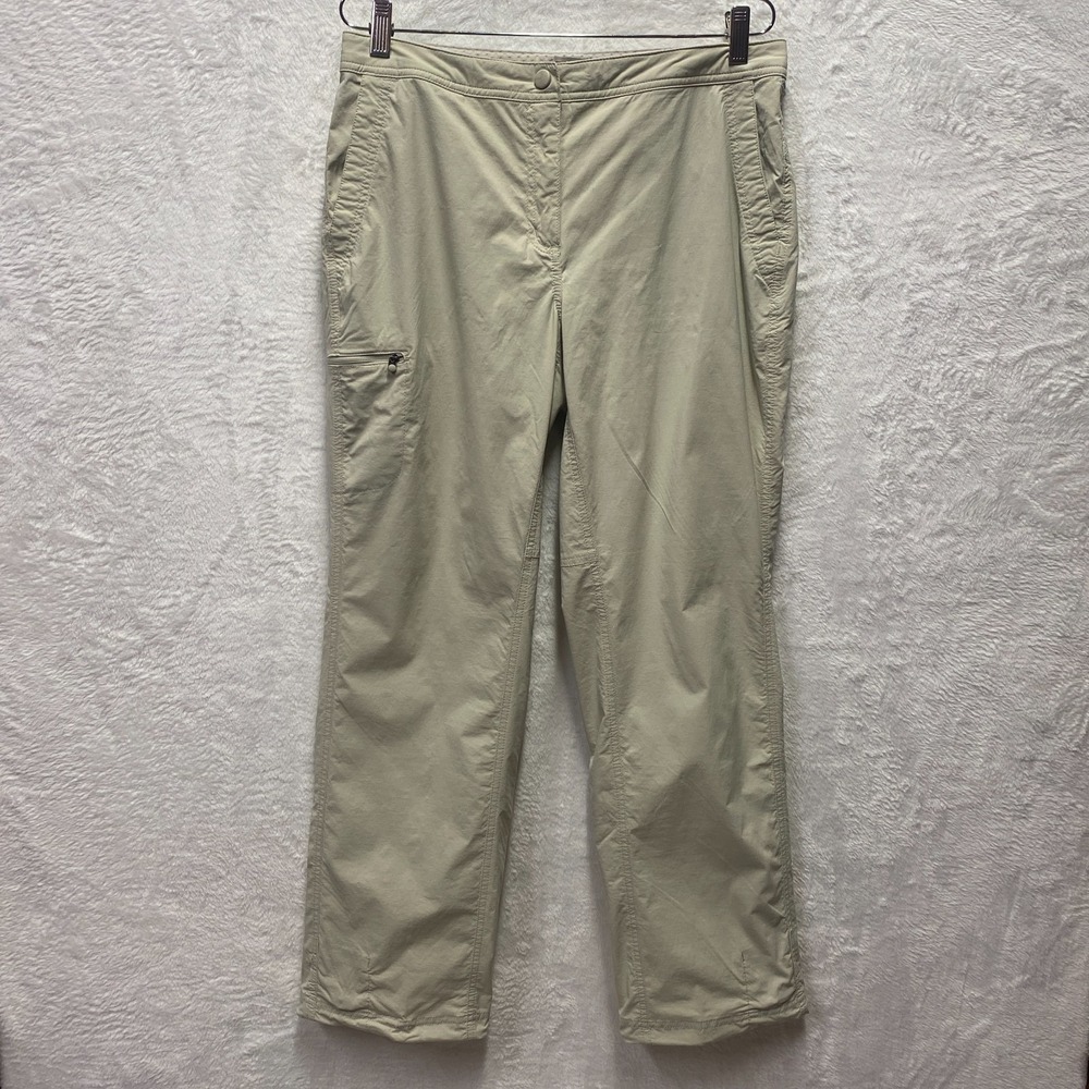 L.L.Bean Nylon Hiking Pants Womens 10 Beige Mid Rise Camping Outdoors Zip Pocket